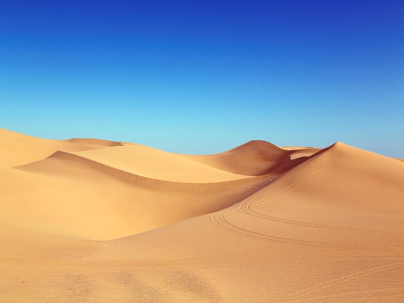 Sandy beach blue sky